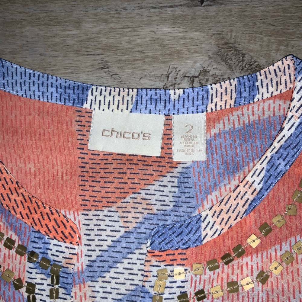 (Bin 26) Chico’s, Multicolored Geometric Pattern … - image 2